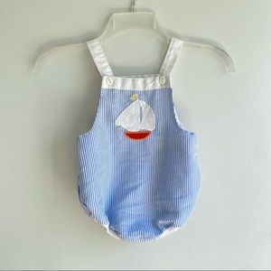 Health Tex | Vintage Baby Summer Seersucker Sailboat Romper